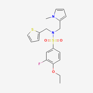 4-ethoxy-3-fluoro-N-((1-methyl-1H-pyrrol-2-yl)methyl)-N-(thiophen-2-ylmethyl)benzenesulfonamide