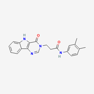 molecular formula C21H20N4O2 B2740862 N-(3,4-dimethylphenyl)-3-{4-oxo-3H,4H,5H-pyrimido[5,4-b]indol-3-yl}propanamide CAS No. 1189952-03-1