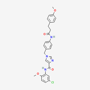 molecular formula C28H27ClN4O4 B2740871 N-(5-chloro-2-methoxyphenyl)-1-(4-(3-(4-methoxyphenyl)propanamido)benzyl)-1H-imidazole-4-carboxamide CAS No. 1251699-29-2