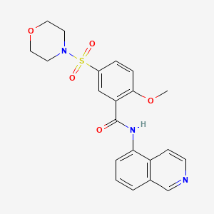 molecular formula C21H21N3O5S B2740874 N-(isoquinolin-5-yl)-2-methoxy-5-(morpholin-4-ylsulfonyl)benzamide CAS No. 1020971-53-2