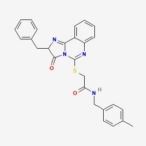molecular formula C27H24N4O2S B2740877 2-[(2-benzyl-3-oxo-2H-imidazo[1,2-c]quinazolin-5-yl)sulfanyl]-N-[(4-methylphenyl)methyl]acetamide CAS No. 957626-48-1