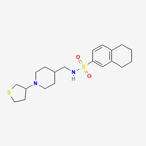 molecular formula C20H30N2O2S2 B2740881 N-{[1-(thiolan-3-yl)piperidin-4-yl]methyl}-5,6,7,8-tetrahydronaphthalene-2-sulfonamide CAS No. 2034583-42-9