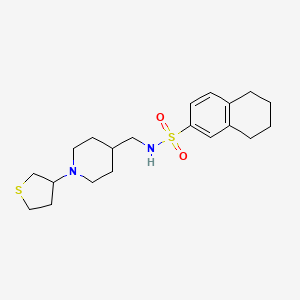 molecular formula C20H30N2O2S2 B2740881 N-((1-(tetrahydrothiophen-3-yl)piperidin-4-yl)methyl)-5,6,7,8-tetrahydronaphthalene-2-sulfonamide CAS No. 2034583-42-9