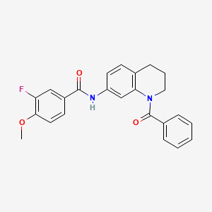 molecular formula C24H21FN2O3 B2740887 N-(1-benzoyl-1,2,3,4-tetrahydroquinolin-7-yl)-3-fluoro-4-methoxybenzamide CAS No. 1448124-30-8