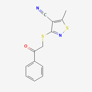 molecular formula C13H10N2OS2 B2740888 5-Methyl-3-[(2-oxo-2-phenylethyl)sulfanyl]-4-isothiazolecarbonitrile CAS No. 338418-03-4