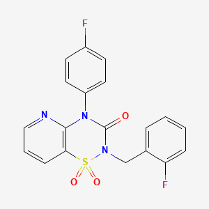 molecular formula C19H13F2N3O3S B2740889 2-(2-fluorobenzyl)-4-(4-fluorophenyl)-2H-pyrido[2,3-e][1,2,4]thiadiazin-3(4H)-one 1,1-dioxide CAS No. 1251681-52-3