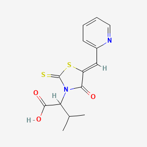 molecular formula C14H14N2O3S2 B2740890 (Z)-3-methyl-2-(4-oxo-5-(pyridin-2-ylmethylene)-2-thioxothiazolidin-3-yl)butanoic acid CAS No. 302552-13-2