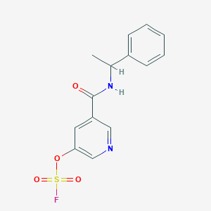 molecular formula C14H13FN2O4S B2740893 3-Fluorosulfonyloxy-5-(1-phenylethylcarbamoyl)pyridine CAS No. 2411244-63-6
