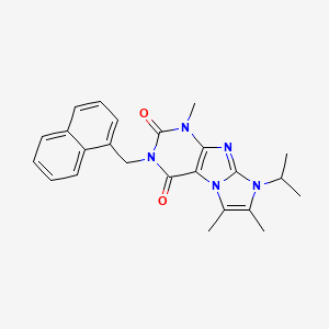 molecular formula C24H25N5O2 B2740897 1,6,7-trimethyl-3-[(naphthalen-1-yl)methyl]-8-(propan-2-yl)-1H,2H,3H,4H,8H-imidazo[1,2-g]purine-2,4-dione CAS No. 878734-77-1