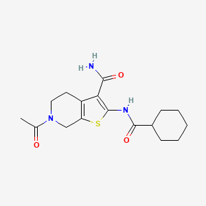 molecular formula C17H23N3O3S B2740898 6-acetyl-2-(cyclohexanecarbonylamino)-5,7-dihydro-4H-thieno[2,3-c]pyridine-3-carboxamide CAS No. 864927-71-9