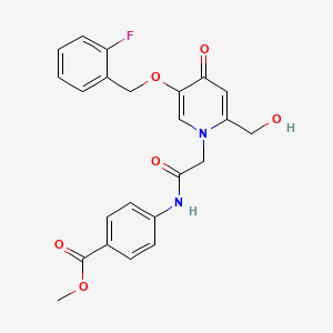molecular formula C23H21FN2O6 B2740905 methyl 4-(2-(5-((2-fluorobenzyl)oxy)-2-(hydroxymethyl)-4-oxopyridin-1(4H)-yl)acetamido)benzoate CAS No. 941885-53-6