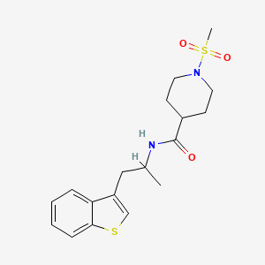 molecular formula C18H24N2O3S2 B2740911 N-(1-(benzo[b]thiophen-3-yl)propan-2-yl)-1-(methylsulfonyl)piperidine-4-carboxamide CAS No. 2034470-17-0