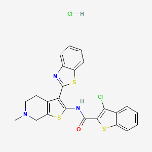 B2740917 N-(3-(benzo[d]thiazol-2-yl)-6-methyl-4,5,6,7-tetrahydrothieno[2,3-c]pyridin-2-yl)-3-chlorobenzo[b]thiophene-2-carboxamide hydrochloride CAS No. 1331111-06-8