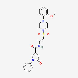 molecular formula C24H30N4O5S B2740952 N-(2-{[4-(2-methoxyphenyl)piperazin-1-yl]sulfonyl}ethyl)-5-oxo-1-phenylpyrrolidine-3-carboxamide CAS No. 933027-92-0