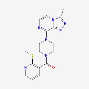 molecular formula C17H19N7OS B2740953 (4-(3-甲基-[1,2,4]三唑[4,3-a]吡嗪-8-基)哌嗪-1-基)(2-(甲硫基)吡啶-3-基)甲酮 CAS No. 2034417-76-8