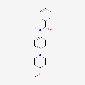 molecular formula C19H26N2O2 B2740956 N-[4-(4-METHOXYPIPERIDIN-1-YL)PHENYL]CYCLOHEX-3-ENE-1-CARBOXAMIDE CAS No. 1448033-57-5
