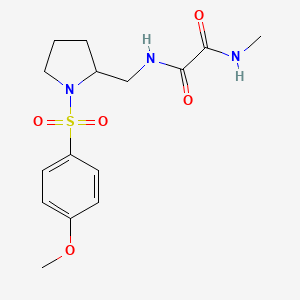 molecular formula C15H21N3O5S B2740963 N1-((1-((4-甲氧基苯基)磺酰)吡咯啉-2-基)甲基)-N2-甲氧乙酰胺 CAS No. 896291-57-9