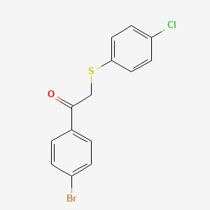 molecular formula C14H10BrClOS B2740977 1-(4-Bromophenyl)-2-[(4-chlorophenyl)sulfanyl]ethan-1-one CAS No. 100874-02-0