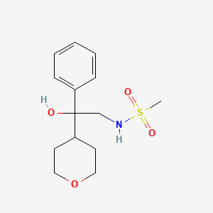 molecular formula C14H21NO4S B2740990 N-[2-hydroxy-2-(oxan-4-yl)-2-phenylethyl]methanesulfonamide CAS No. 2034591-71-2