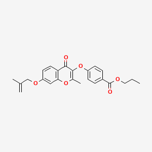 molecular formula C24H24O6 B2740995 propyl 4-({2-methyl-7-[(2-methylprop-2-en-1-yl)oxy]-4-oxo-4H-chromen-3-yl}oxy)benzoate CAS No. 859138-67-3