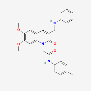 2-(6,7-dimethoxy-2-oxo-3-((phenylamino)methyl)quinolin-1(2H)-yl)-N-(4-ethylphenyl)acetamide