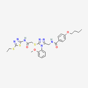 4-butoxy-N-((5-((2-((5-(ethylthio)-1,3,4-thiadiazol-2-yl)amino)-2-oxoethyl)thio)-4-(2-methoxyphenyl)-4H-1,2,4-triazol-3-yl)methyl)benzamide