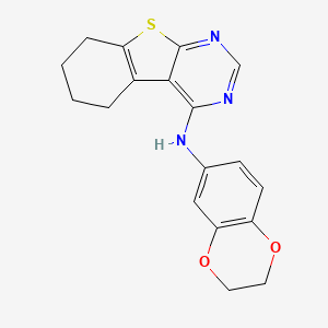 molecular formula C18H17N3O2S B2741014 N-(2,3-dihydro-1,4-benzodioxin-6-yl)-5,6,7,8-tetrahydro[1]benzothieno[2,3-d]pyrimidin-4-amine CAS No. 302935-81-5