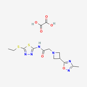 molecular formula C14H18N6O6S2 B2741024 N-(5-(ethylthio)-1,3,4-thiadiazol-2-yl)-2-(3-(3-methyl-1,2,4-oxadiazol-5-yl)azetidin-1-yl)acetamide oxalate CAS No. 1351634-84-8