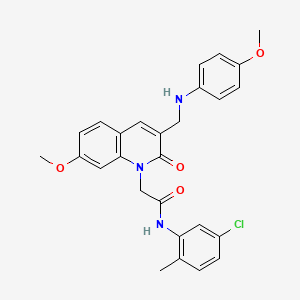 molecular formula C27H26ClN3O4 B2741027 N-(5-chloro-2-methylphenyl)-2-(7-methoxy-3-{[(4-methoxyphenyl)amino]methyl}-2-oxo-1,2-dihydroquinolin-1-yl)acetamide CAS No. 893788-72-2
