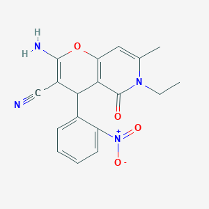 2-amino-6-ethyl-7-methyl-4-(2-nitrophenyl)-5-oxo-4H-pyrano[3,2-c]pyridine-3-carbonitrile