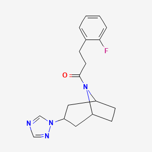 molecular formula C18H21FN4O B2741048 3-(2-fluorophenyl)-1-[3-(1H-1,2,4-triazol-1-yl)-8-azabicyclo[3.2.1]octan-8-yl]propan-1-one CAS No. 2310015-42-8