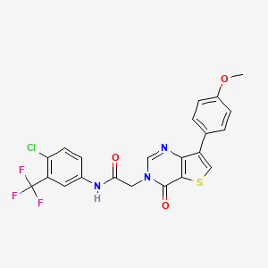 molecular formula C22H15ClF3N3O3S B2741050 N-[4-chloro-3-(trifluoromethyl)phenyl]-2-[7-(4-methoxyphenyl)-4-oxothieno[3,2-d]pyrimidin-3(4H)-yl]acetamide CAS No. 1207044-29-8