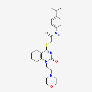 N-(4-isopropylphenyl)-2-((1-(2-morpholinoethyl)-2-oxo-1,2,5,6,7,8-hexahydroquinazolin-4-yl)thio)acetamide