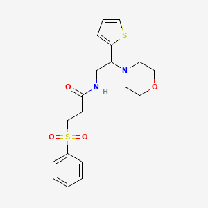 N-(2-morpholino-2-(thiophen-2-yl)ethyl)-3-(phenylsulfonyl)propanamide