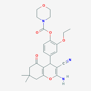 molecular formula C25H29N3O6 B274106 4-(2-amino-3-cyano-7,7-dimethyl-5-oxo-5,6,7,8-tetrahydro-4H-chromen-4-yl)-2-ethoxyphenyl morpholine-4-carboxylate 