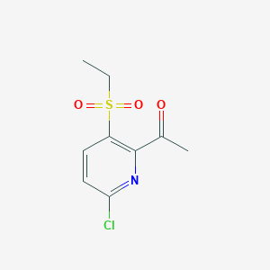 molecular formula C9H10ClNO3S B2741068 1-(6-Chloro-3-(ethylsulfonyl)pyridin-2-yl)ethan-1-one CAS No. 2155856-14-5