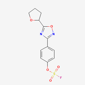 molecular formula C12H11FN2O5S B2741074 3-(4-Fluorosulfonyloxyphenyl)-5-(oxolan-2-yl)-1,2,4-oxadiazole CAS No. 2411294-80-7
