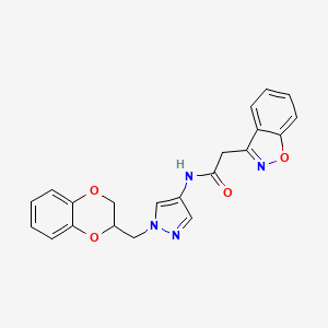 2-(benzo[d]isoxazol-3-yl)-N-(1-((2,3-dihydrobenzo[b][1,4]dioxin-2-yl)methyl)-1H-pyrazol-4-yl)acetamide