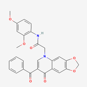 molecular formula C27H22N2O7 B2741117 2-(7-benzoyl-8-oxo-[1,3]dioxolo[4,5-g]quinolin-5(8H)-yl)-N-(2,4-dimethoxyphenyl)acetamide CAS No. 902292-74-4