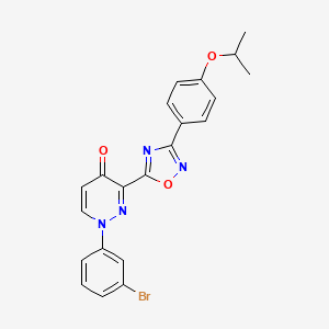 molecular formula C21H17BrN4O3 B2741119 1-{4-[3-(4-Chlorophenyl)-1,2,4-oxadiazol-5-yl]benzoyl}piperidine CAS No. 1251603-31-2