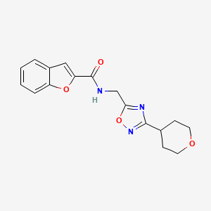 N-((3-(tetrahydro-2H-pyran-4-yl)-1,2,4-oxadiazol-5-yl)methyl)benzofuran-2-carboxamide