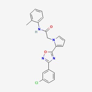 molecular formula C21H17ClN4O2 B2741125 2-{2-[3-(3-chlorophenyl)-1,2,4-oxadiazol-5-yl]-1H-pyrrol-1-yl}-N-(2-methylphenyl)acetamide CAS No. 1260925-06-1