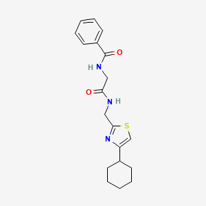 molecular formula C19H23N3O2S B2741126 N-(2-(((4-环己基噻唑-2-基)甲基)氨基)-2-氧代乙基)苯甲酰胺 CAS No. 2034489-64-8
