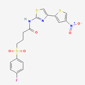 molecular formula C17H14FN3O5S3 B2741129 4-((4-氟苯基)磺酰)-N-(4-(4-硝基噻吩-2-基)噻唑-2-基)丁酰胺 CAS No. 941907-34-2