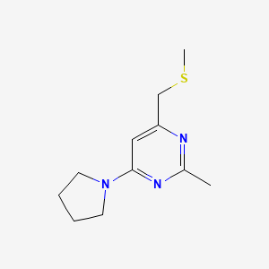 2-Methyl-4-[(methylsulfanyl)methyl]-6-(1-pyrrolidinyl)pyrimidine