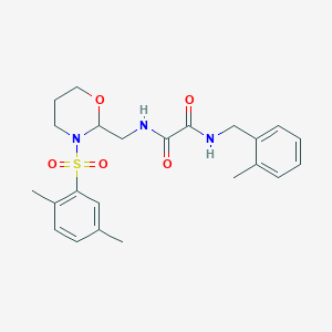 molecular formula C23H29N3O5S B2741134 N-{[3-(2,5-dimethylbenzenesulfonyl)-1,3-oxazinan-2-yl]methyl}-N'-[(2-methylphenyl)methyl]ethanediamide CAS No. 872724-63-5