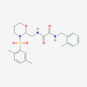 molecular formula C23H29N3O5S B2741134 N1-((3-((2,5-二甲基苯基)磺酰)-1,3-噁唑-2-基)甲基)-N2-(2-甲基苯基)草酰胺 CAS No. 872724-63-5