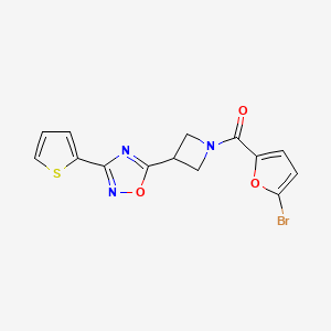 molecular formula C14H10BrN3O3S B2741138 (5-Bromofuran-2-yl)(3-(3-(thiophen-2-yl)-1,2,4-oxadiazol-5-yl)azetidin-1-yl)methanone CAS No. 1324679-81-3