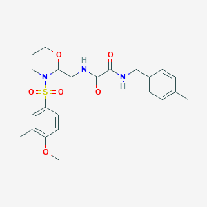 molecular formula C23H29N3O6S B2741222 N-{[3-(4-methoxy-3-methylbenzenesulfonyl)-1,3-oxazinan-2-yl]methyl}-N'-[(4-methylphenyl)methyl]ethanediamide CAS No. 872985-88-1