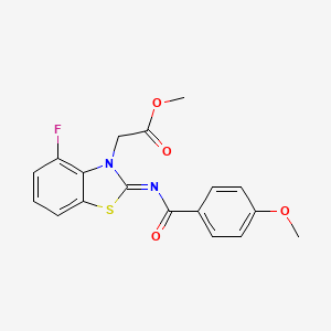 molecular formula C18H15FN2O4S B2741236 methyl 2-[(2Z)-4-fluoro-2-[(4-methoxybenzoyl)imino]-2,3-dihydro-1,3-benzothiazol-3-yl]acetate CAS No. 865249-07-6
